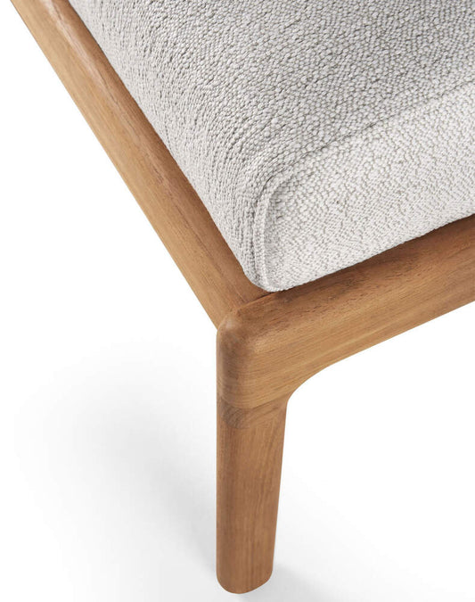 wooden footstool cushioned top close-up