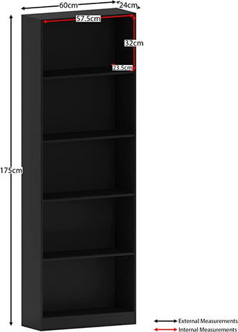 Black Wooden Shelving Display Storage Unit Office Living Room Furniture