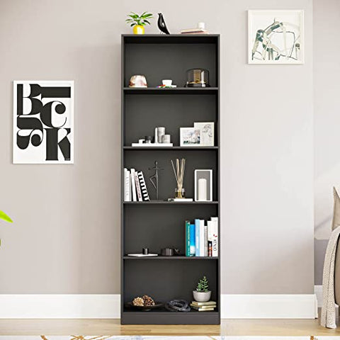 Black Wooden Shelving Display Storage Unit Office Living Room Furniture