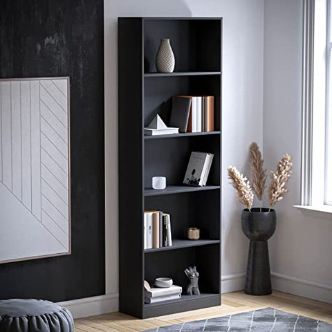 Black Wooden Shelving Display Storage Unit Office Living Room Furniture