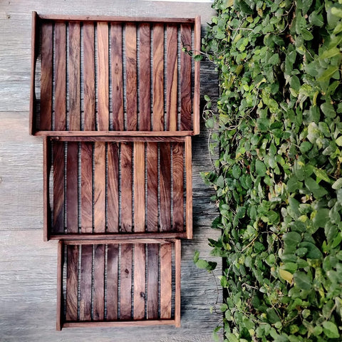 Home Design Mart Handmade Rectangular Wooden Serving Tray for Dinning Table Restaurant Home.