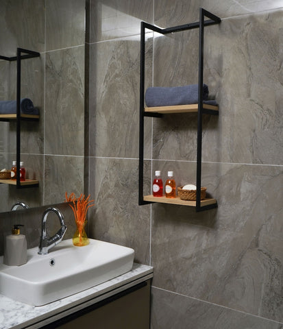 H51 Mesa: Wall-Mounted Bathroom Shelf with Towel Rail, Towel Rail